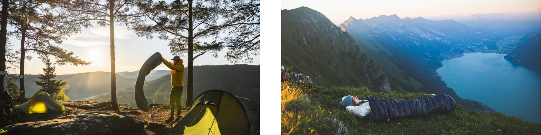 Schlafsäcke beim Trekking und Camping in den Bergen – leicht, warm und ideal für Outdoor Touren