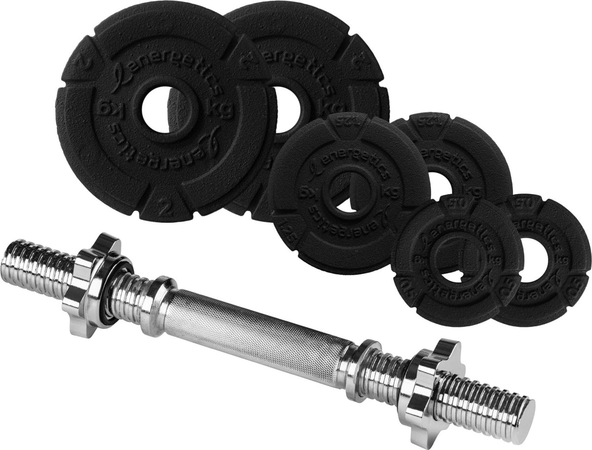 Kurzhantel-Set Guss 10 kg mit Chrom-Design