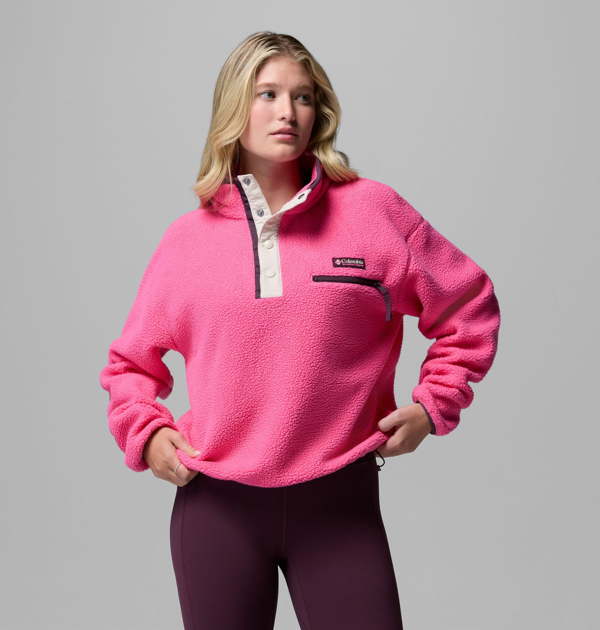 Helvetia II Cropped Half Snap Flee Damen Fleecejacke