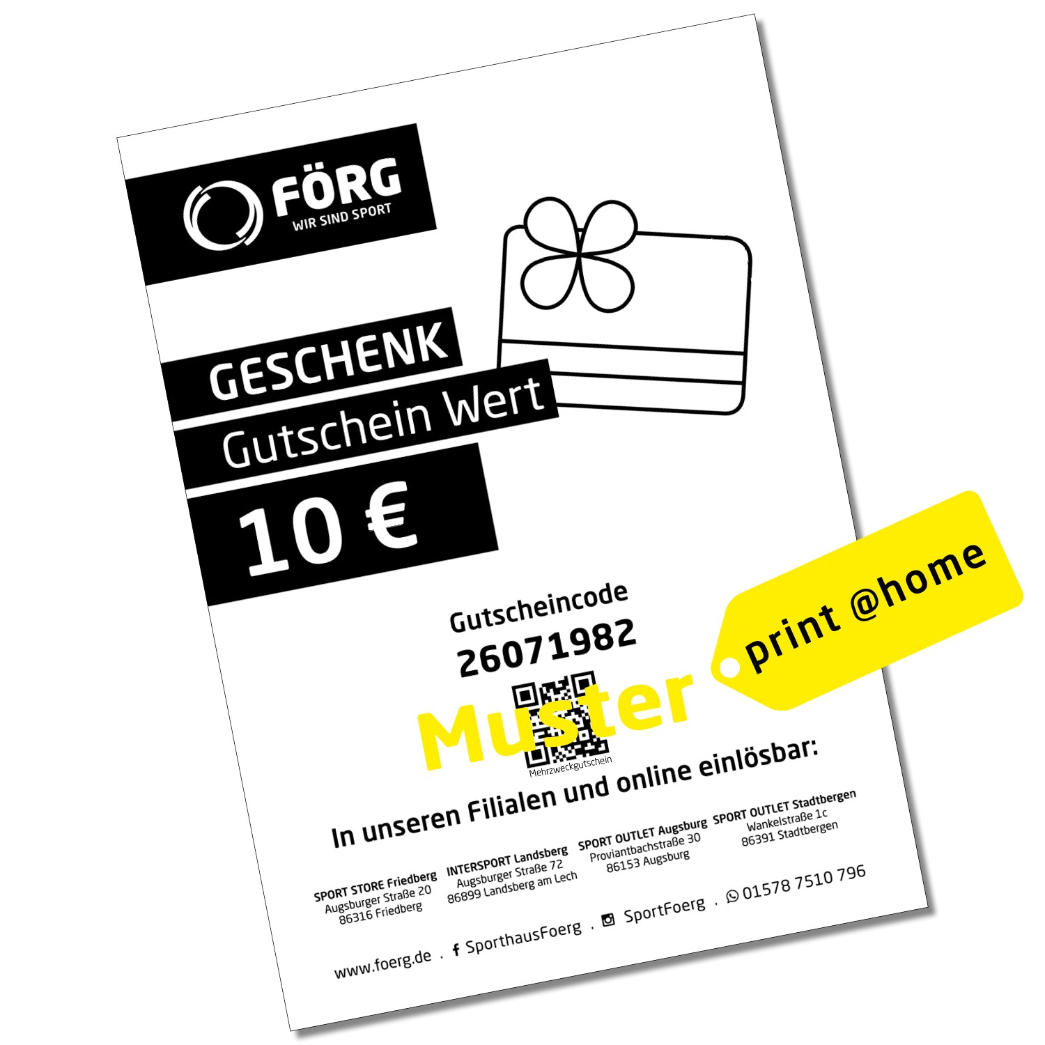 Sport Förg GmbH & Co. KG Geschenkgutschein für Sportartikel