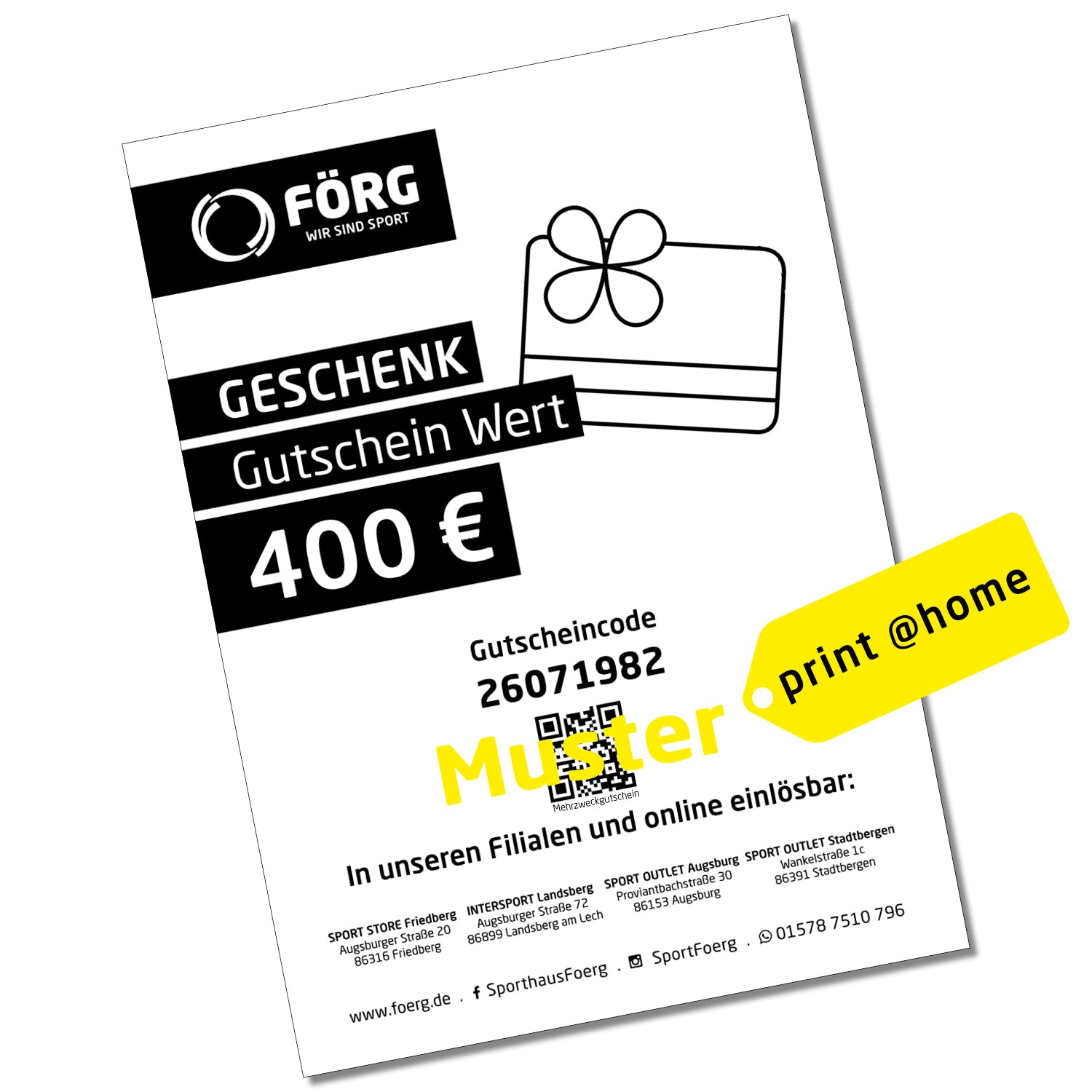 Sport Förg GmbH & Co. KG Geschenkgutschein für Sportartikel