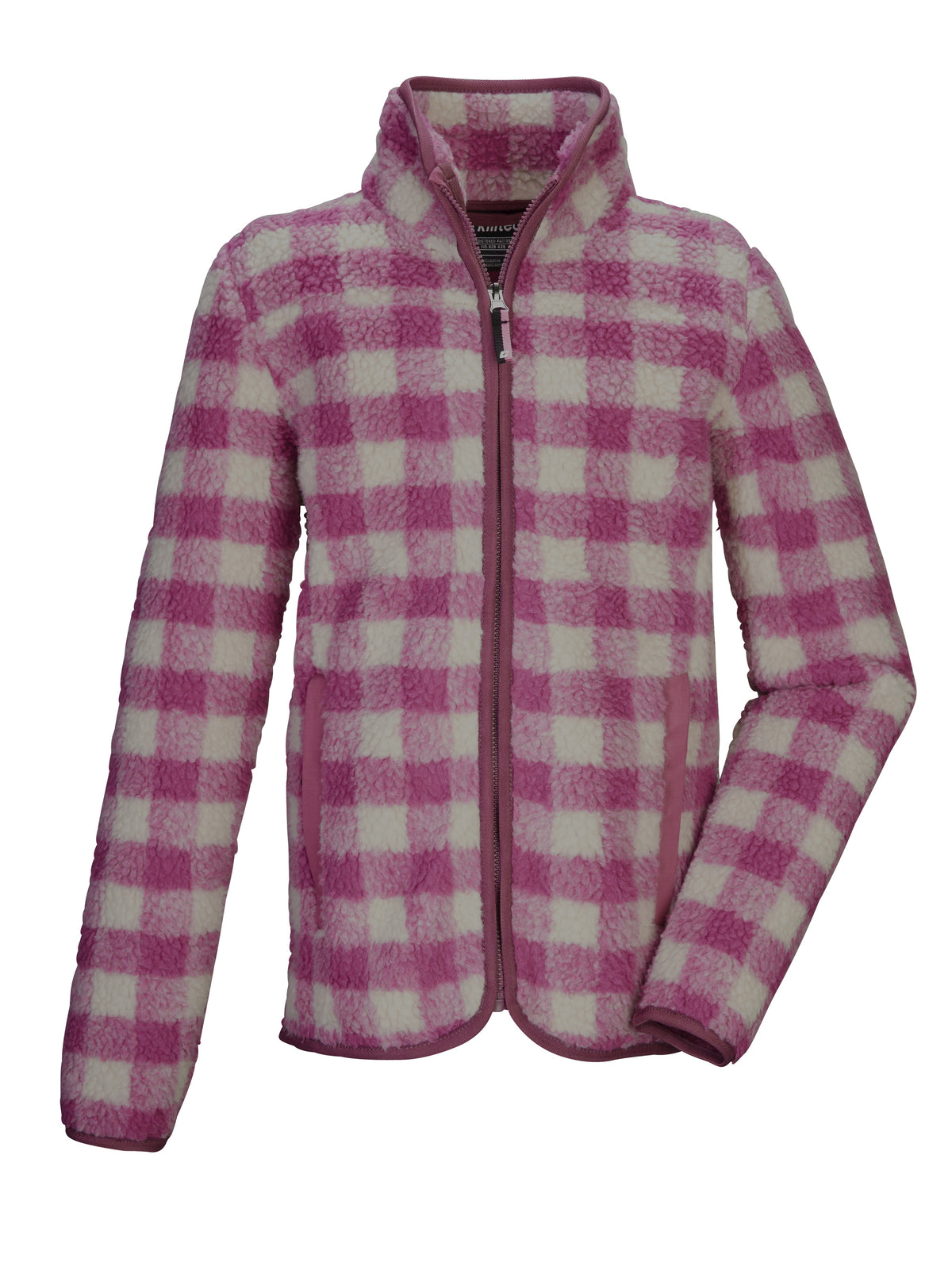 Mädchen Sherpa Fleecejacke mit Karomuster