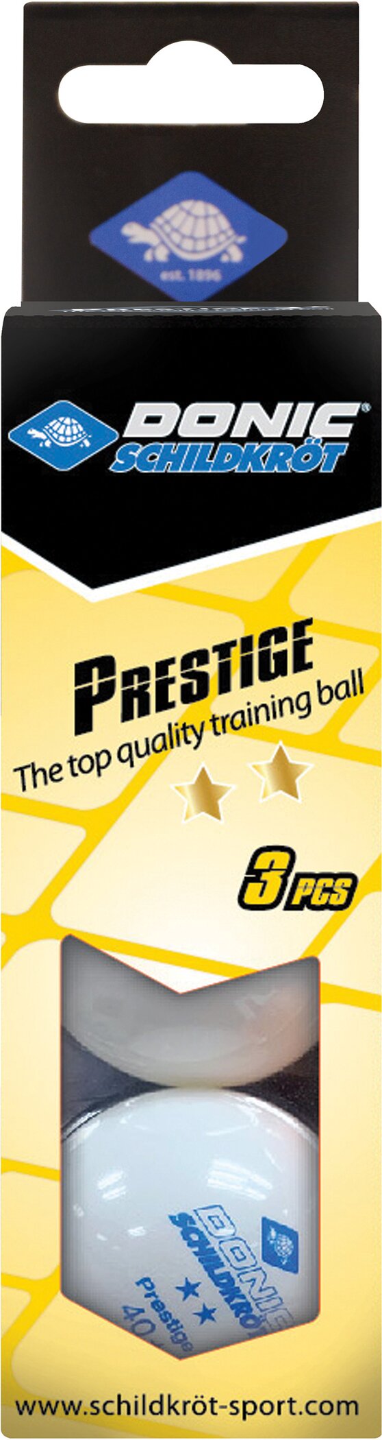 Schildkröt Tischtennisball 2-Stern Prestige, Poly 40+ Qualität, 3 Stk. im Karton, weiß