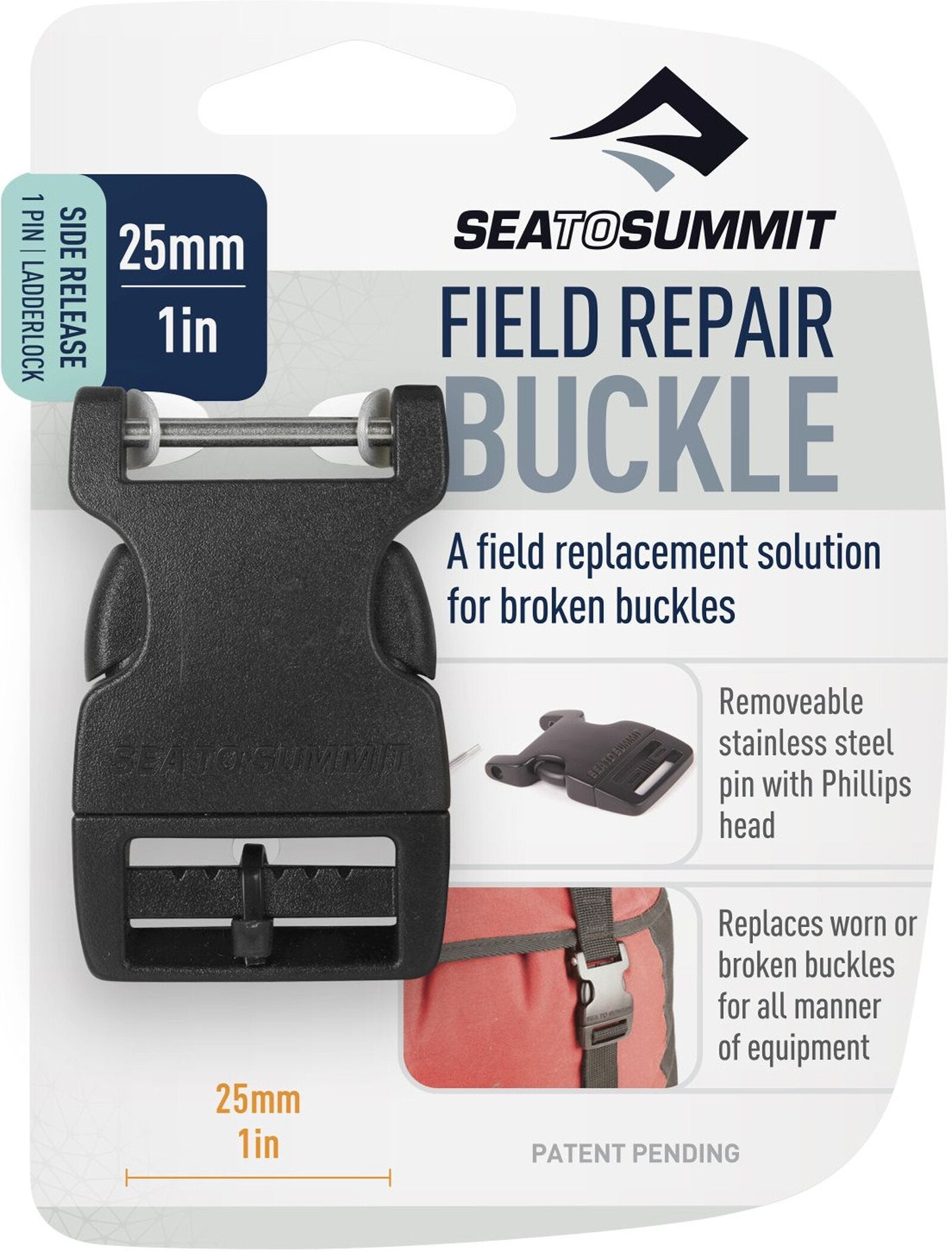 Gurte und Schnallen Field Repair Buckle - 25mm Side Release 1 Pin Black