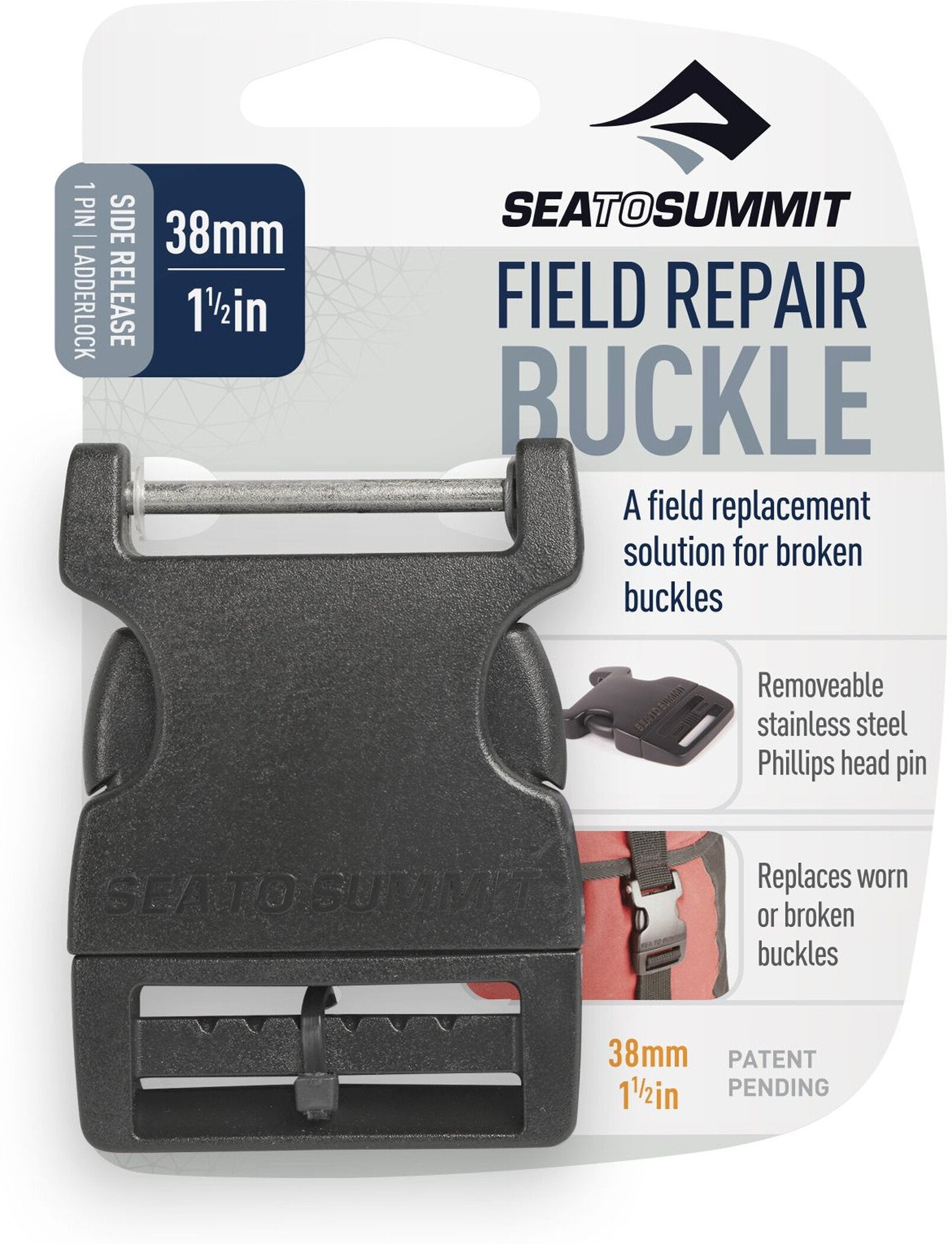 Gurte und Schnallen Field Repair Buckle - 38mm Side Release 1 pin Black