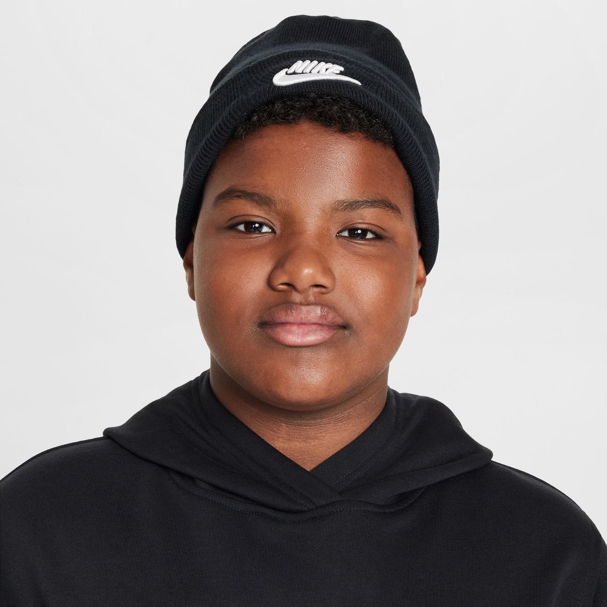K NK PEAK BEANIE TC FUT Kinder Mütze Schwarz Weiß