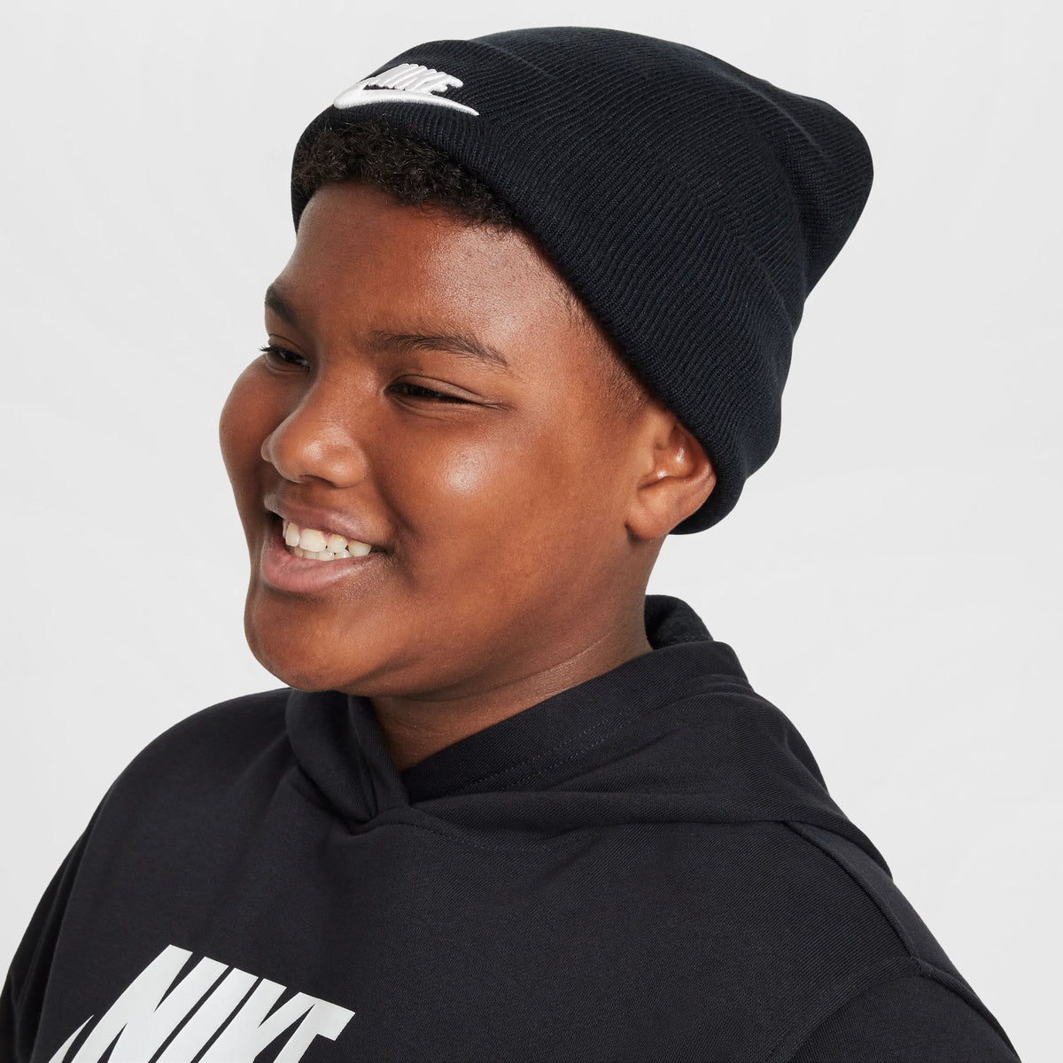 K NK PEAK BEANIE TC FUT Kinder Mütze Schwarz Weiß