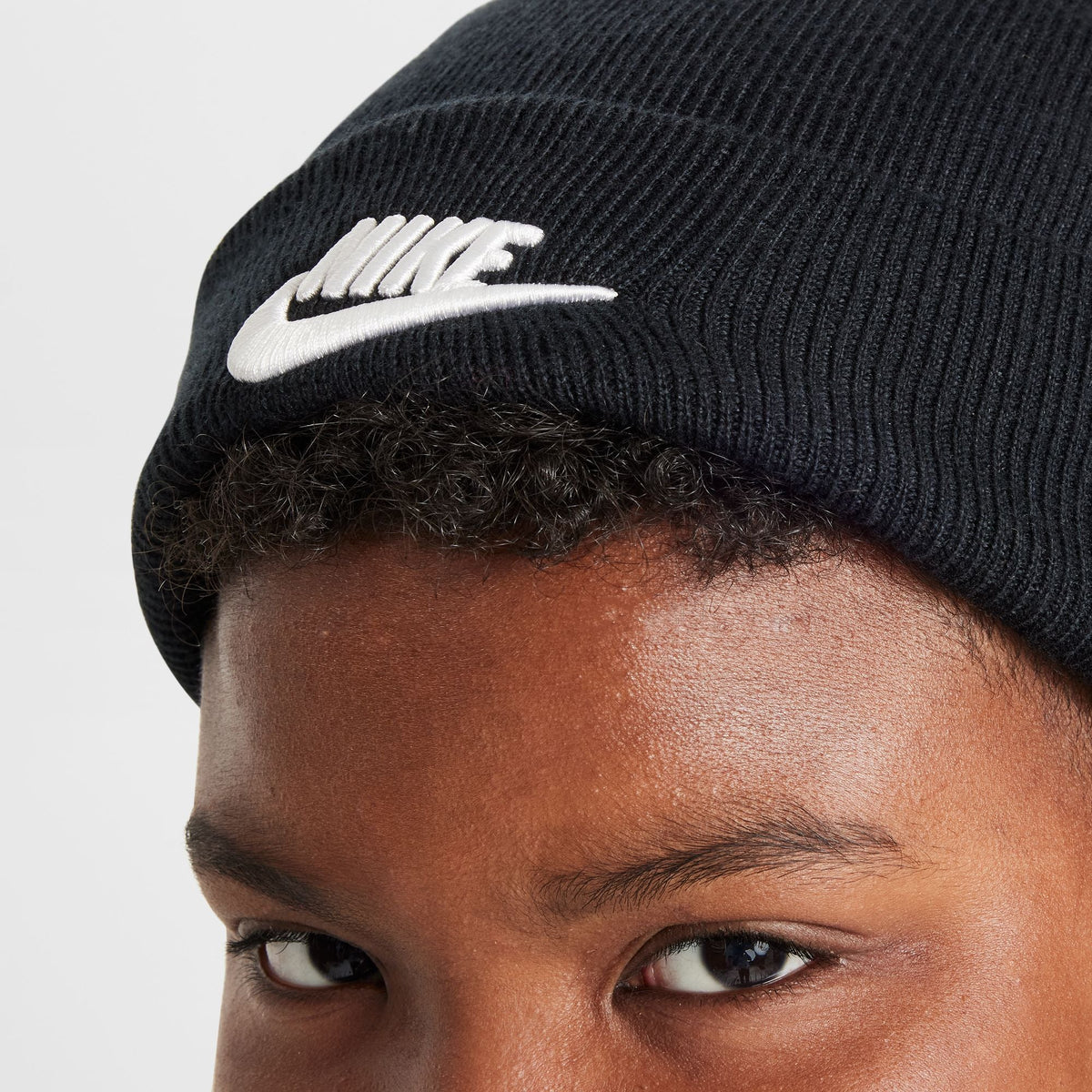 K NK PEAK BEANIE TC FUT Kinder Mütze Schwarz Weiß