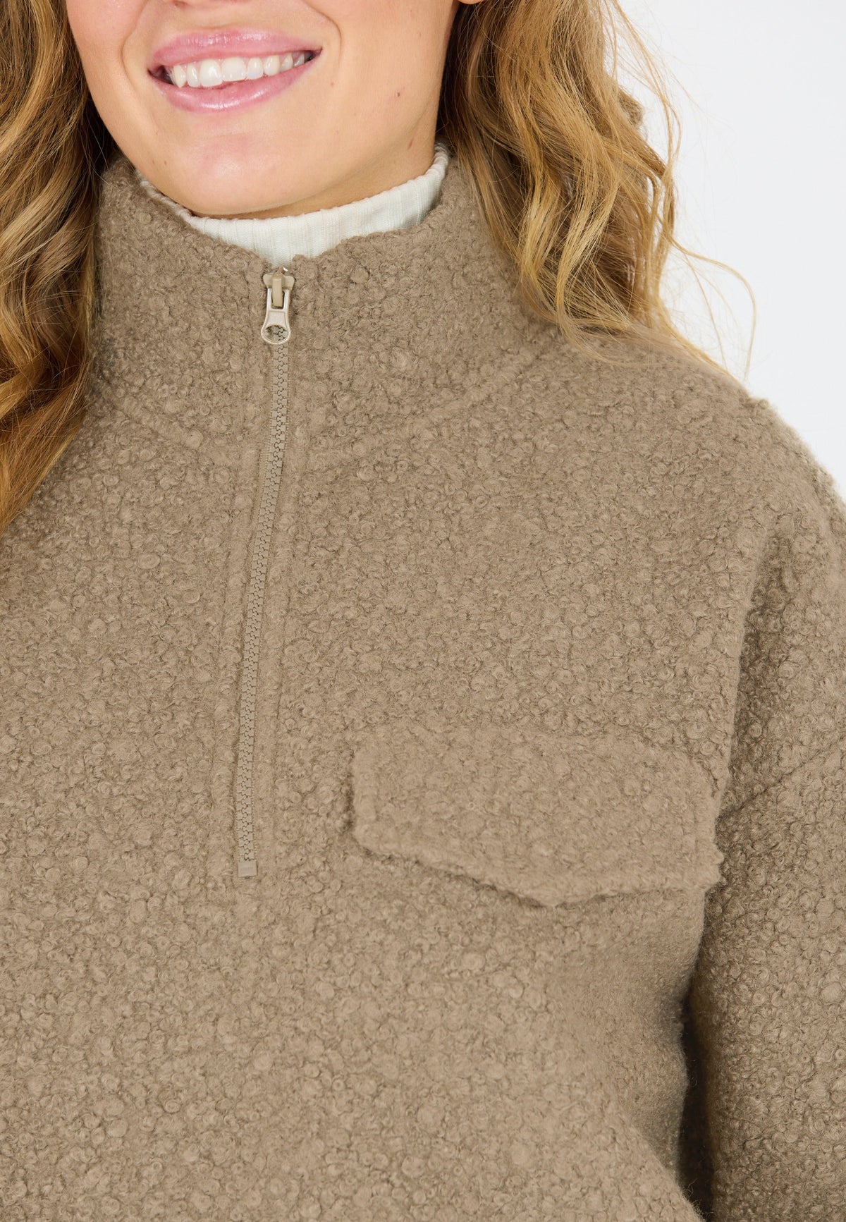 Florrie W Sherpa Half Zip Rollkragenpullover