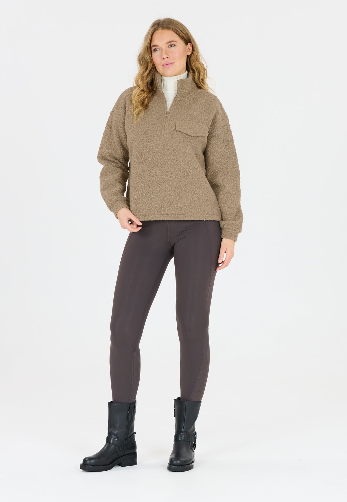 Florrie W Sherpa Half Zip Rollkragenpullover
