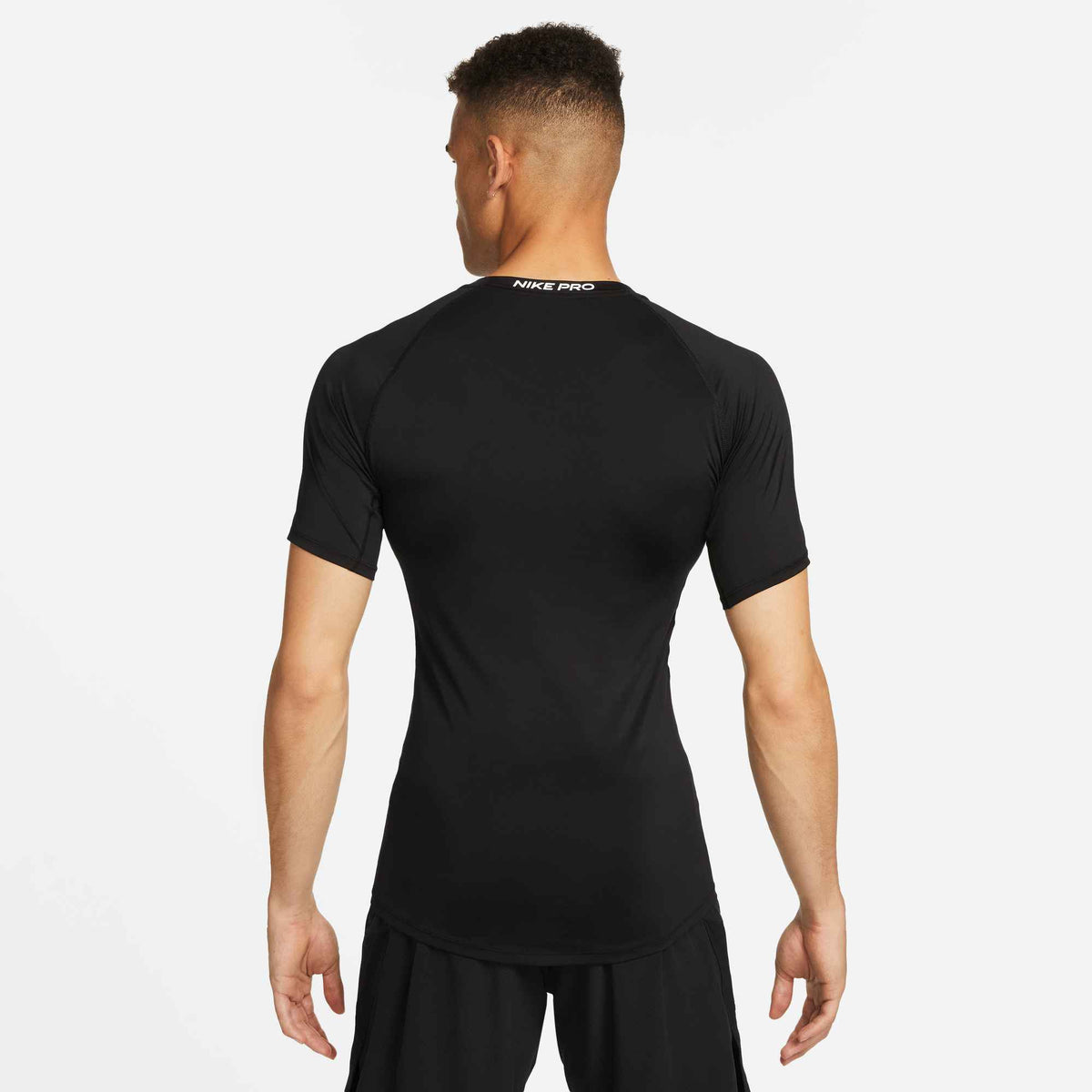 M NP DF Tight Top SS Funktionsshirt Schwarz Weiß