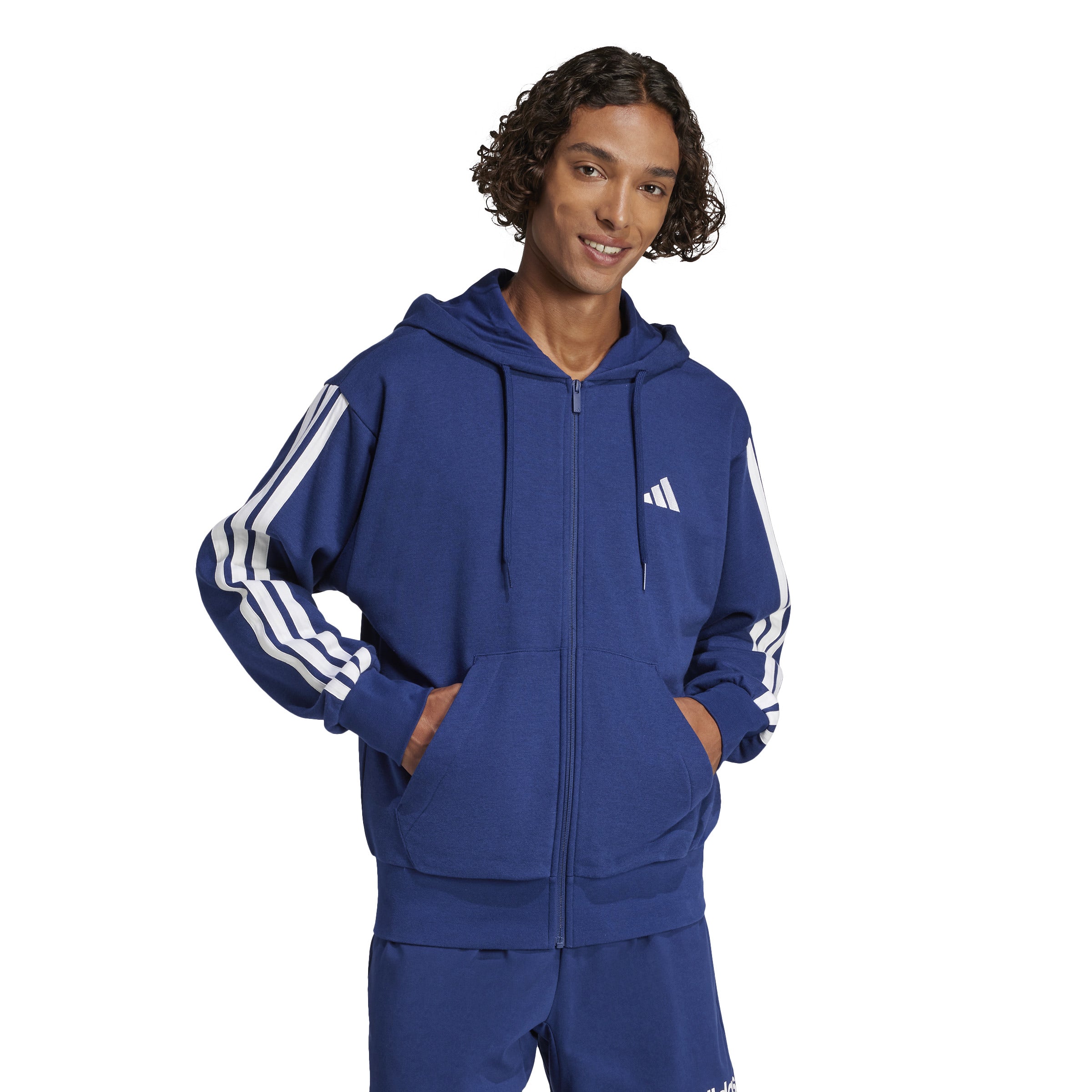 ADIDAS M 3S FT FZ HD Kapuzenjacke aus French Terry
