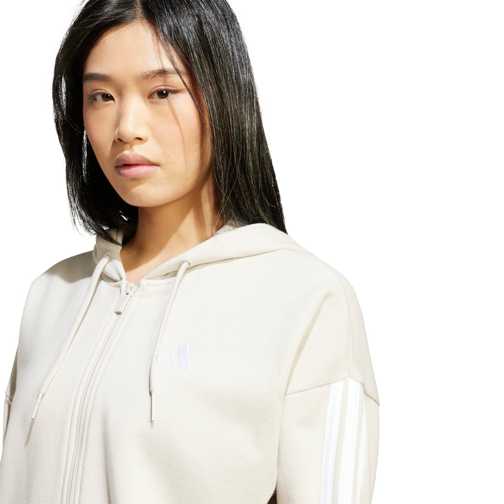 Essentials 3-Streifen French Terry Kapuzenjacke Damen