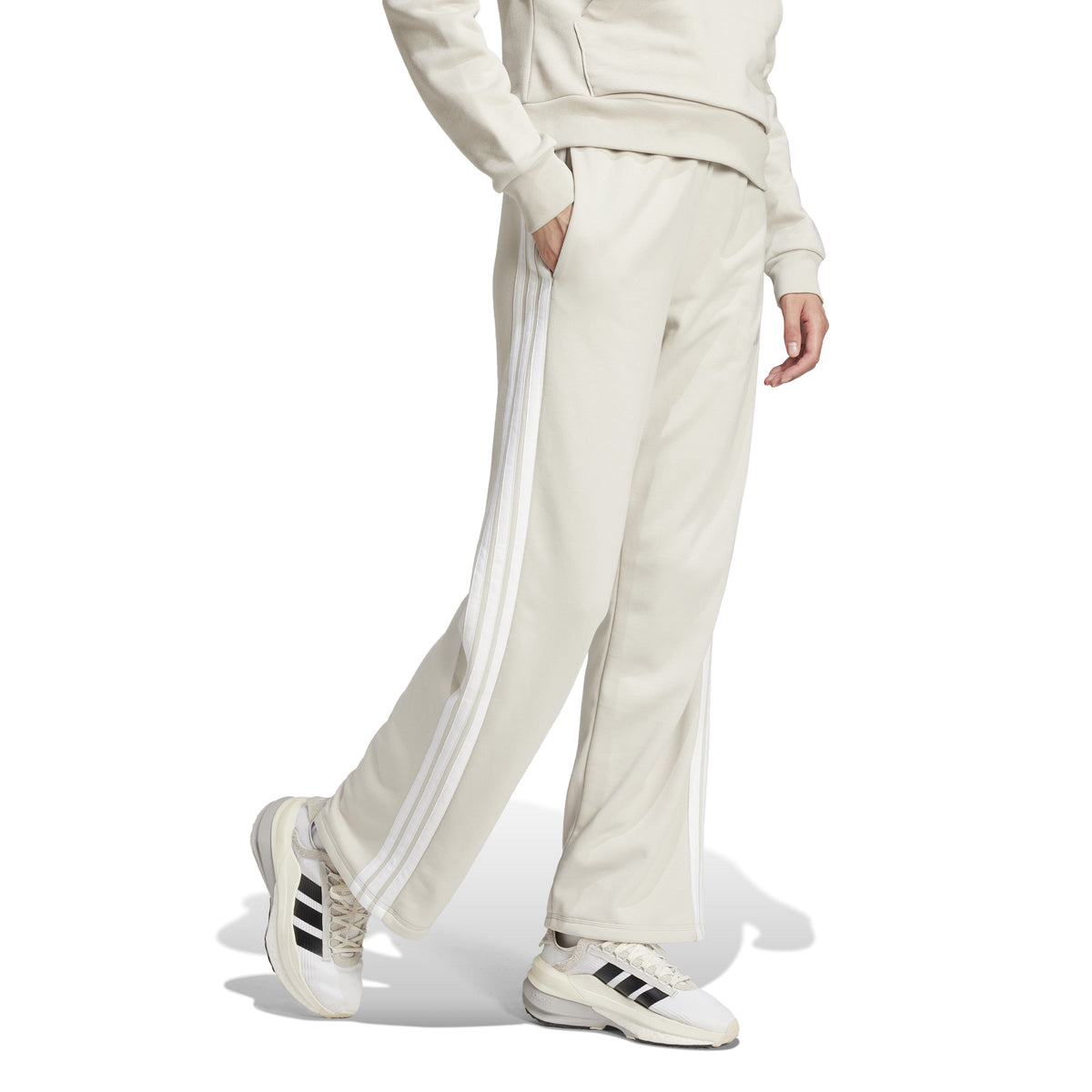 Essentials 3-Streifen Open Hem French Terry Hose Damen