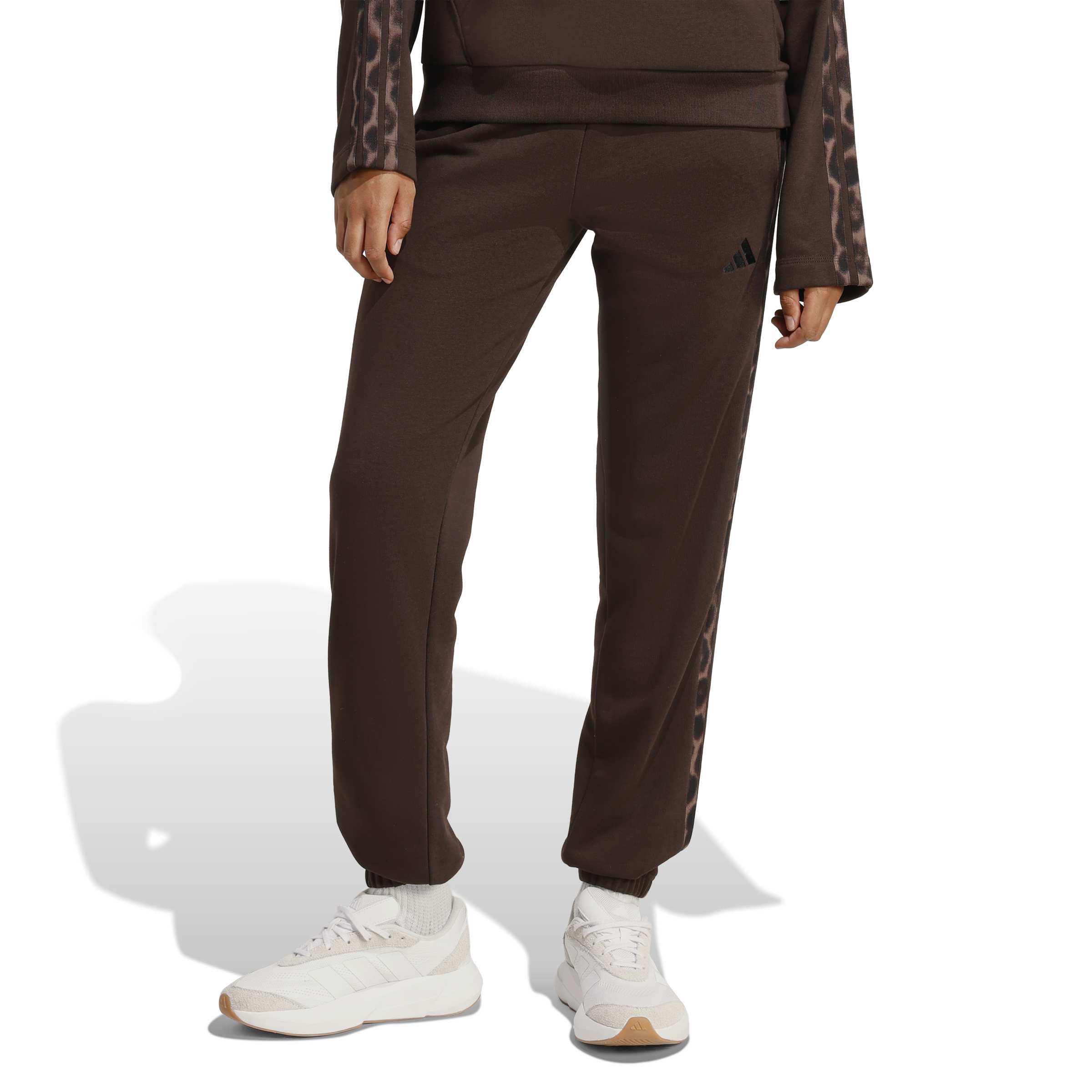 Seasonal Essentials Leopardenprint French Terry Hose mit 3-Streifen