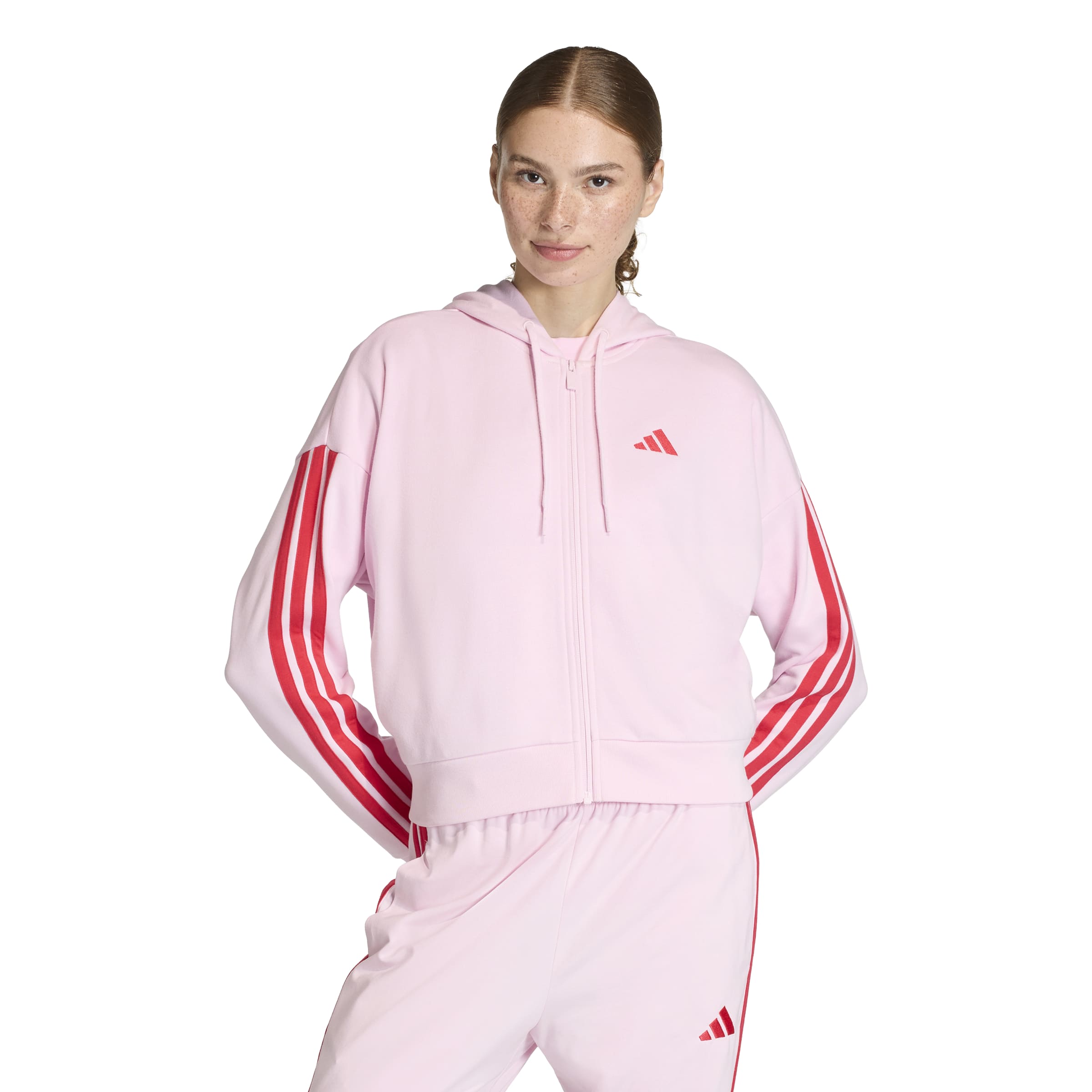 Essentials 3-Streifen French Terry Kapuzenjacke