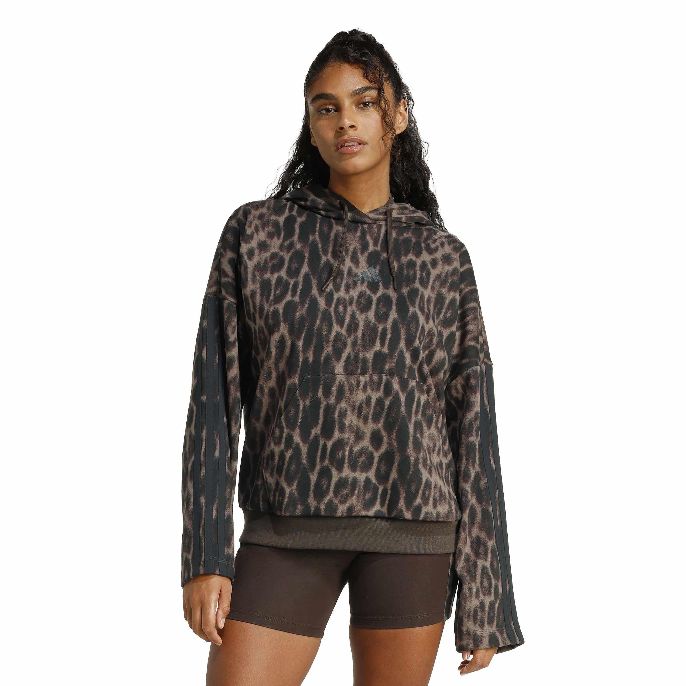 Seasonal Essentials Leopardenprint French Terry Hoodie mit 3-Streifen