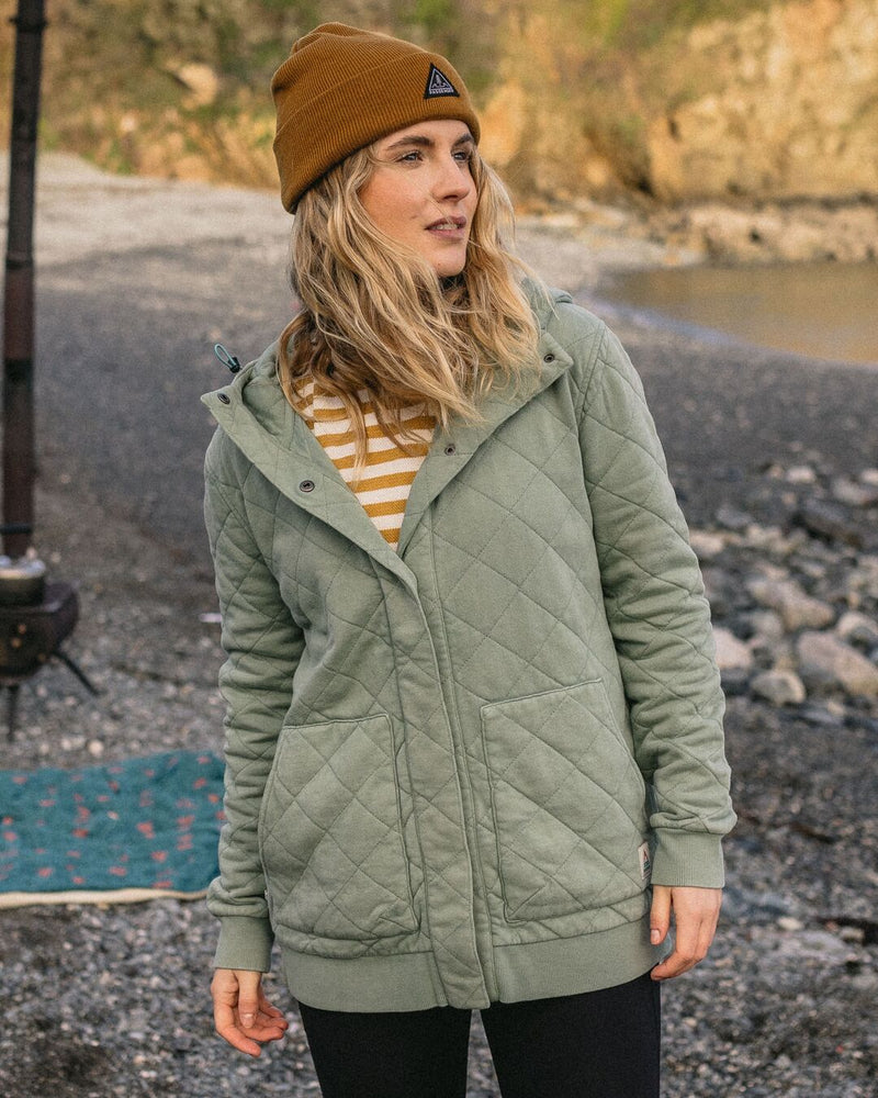 Clementine Recycled Quilted Popper Up Hoodie