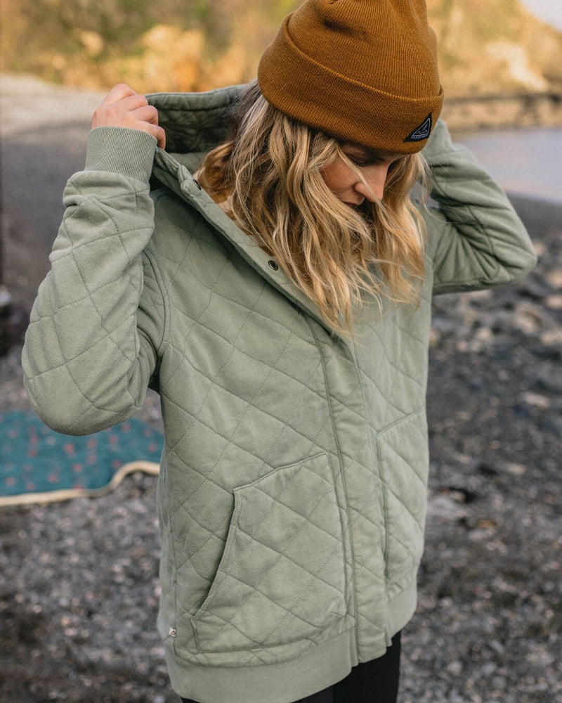 Clementine Recycled Quilted Popper Up Hoodie