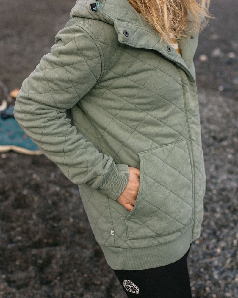Clementine Recycled Quilted Popper Up Hoodie