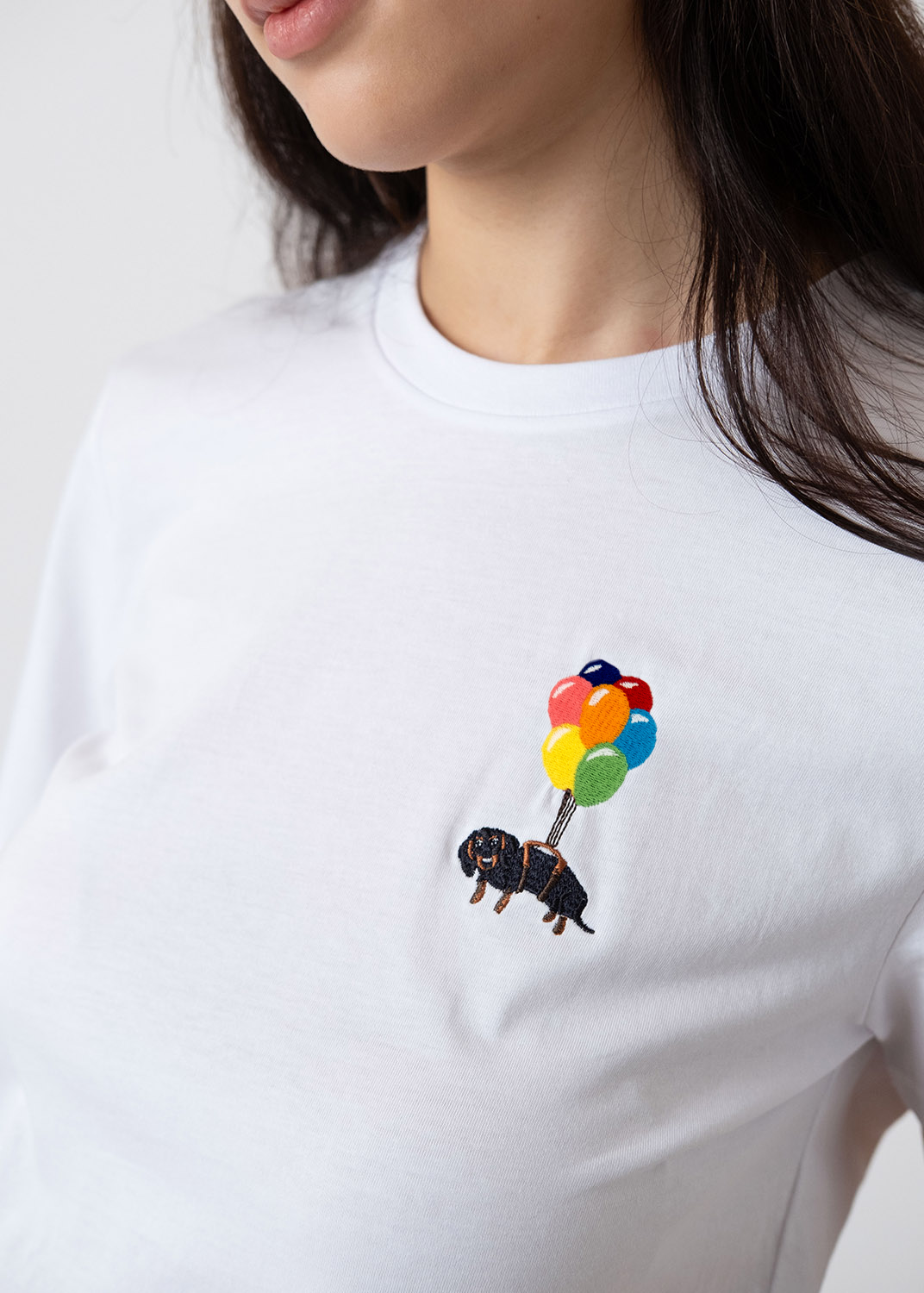 BAVARIAN CAPS Dackelexpress Stickshirt Weiß Damen